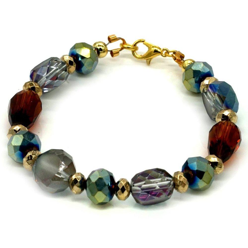 Bracelet with multicolor crystals and lobster clasp. - Picture 1 of 3